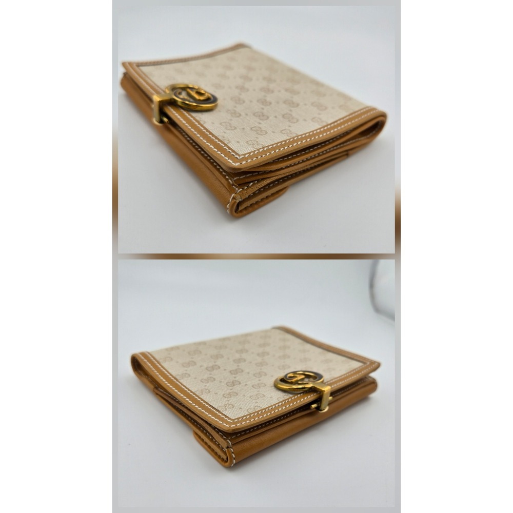 Gucci Vintage GG Supreme Canvas Bifold Wallet Tan Leather Interlocking G Logo - Picture 7 of 10